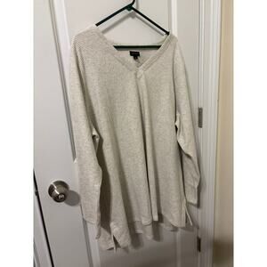 J Jill Wearever v-neck tunic heather oatmeal color euc sz 3X